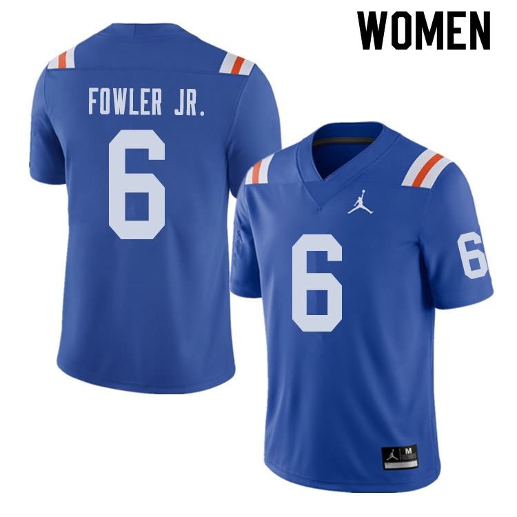 Women's NCAA Florida Gators Dante Fowler Jr. #6 Stitched Authentic Alternate Jordan Brand Royal Throwback College Football Jersey DDM4065WH